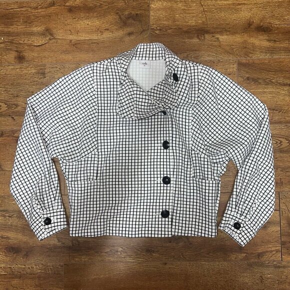 CAbi Jackets & Blazers - Cabi Womens Jacket Size XS Black White Windowpane Plaid Long Sleeve Blazer‎